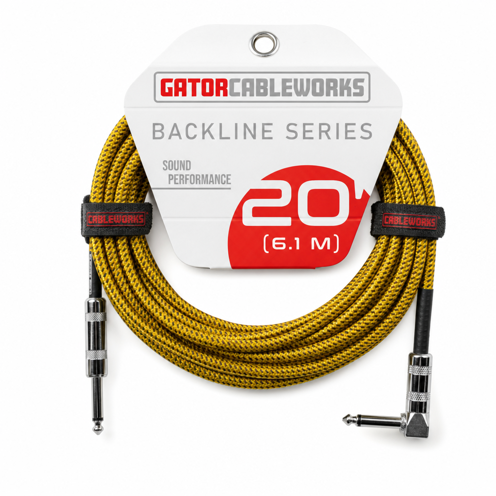 Gator Cableworks Backline Braided Instrument Cable 기타 케이블 6.1m Right Angle (GCWB-INS-20RABRY)