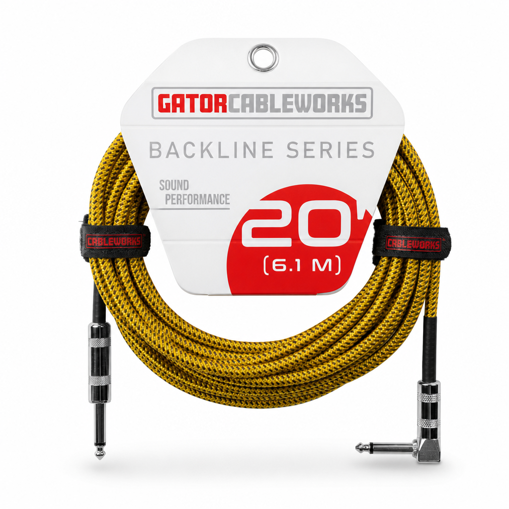 Gator Cableworks Backline Braided Cable 6.1m Right Angle (GCWB-INS-20RABRY)